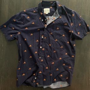 American Eagle Pizza Short Sleeve Button Up